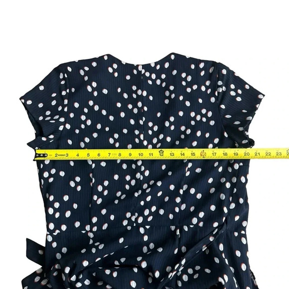 Slate & Willow Wrap Dotted Dress V-neck Navy Blue Mini Belted Size 16 RTR - Picture 7 of 15